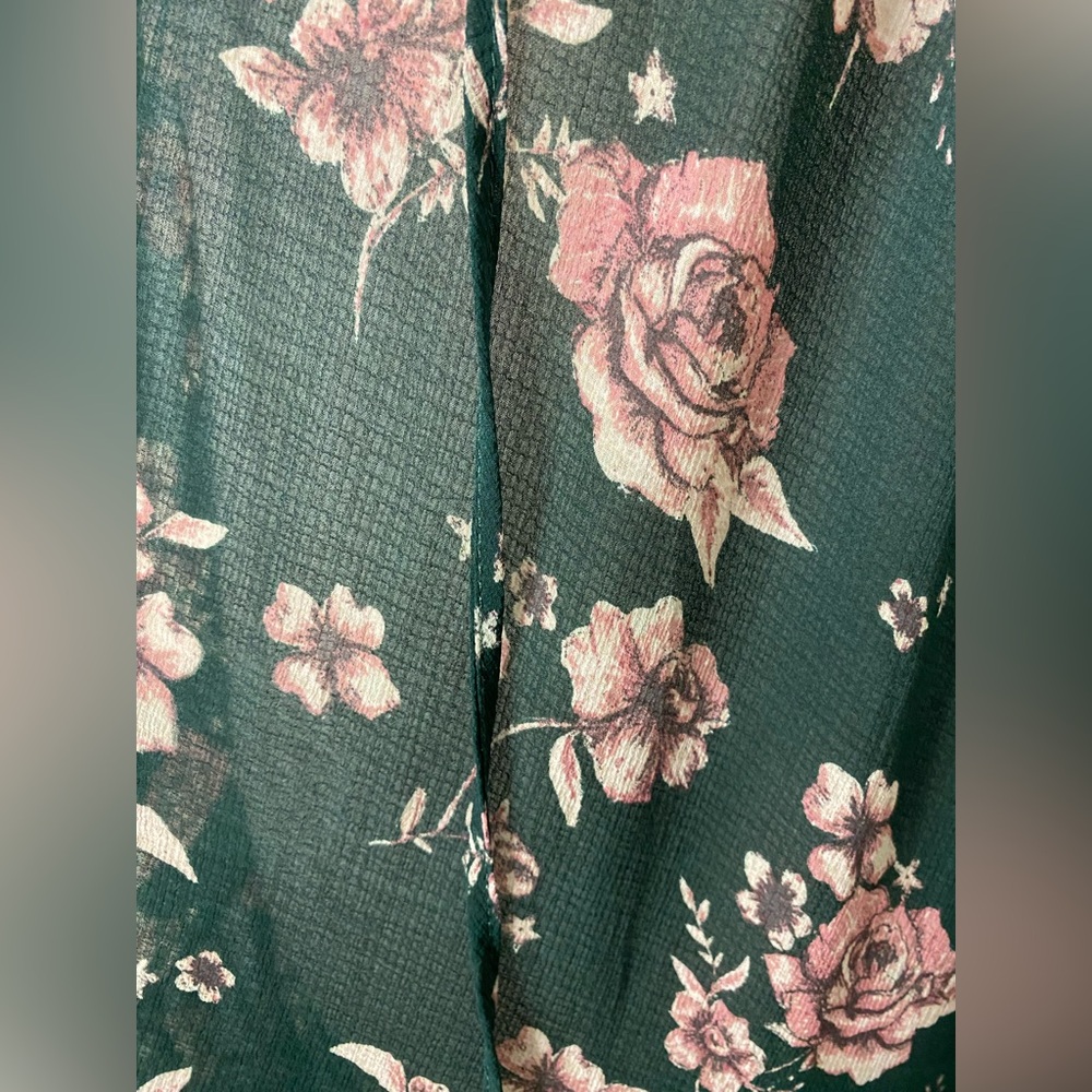 Free People Feeling Groovy Maxi Dress EUC Sz Medium Forrest Green Floral - Picture 5 of 6